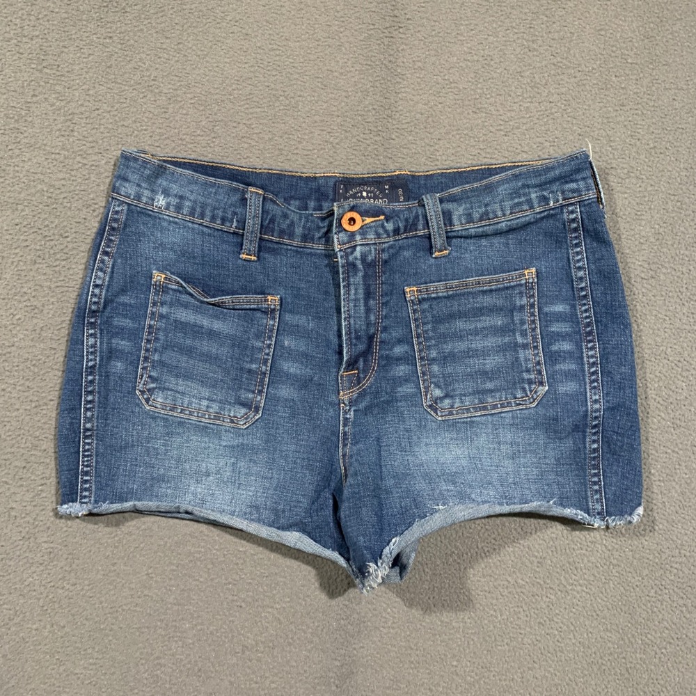 Lucky Brand Denim Shorts Women 10/30 Blue Raw Hem Patch Pocket Cutoffs Casual
